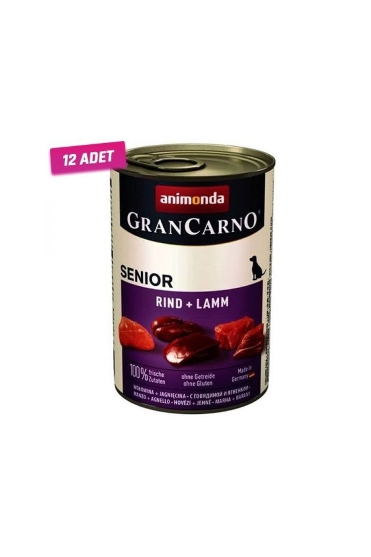 12 Adet - Gran Carno Senior Kuzu Etli Yaşlı Köpek Konservesi 400gr