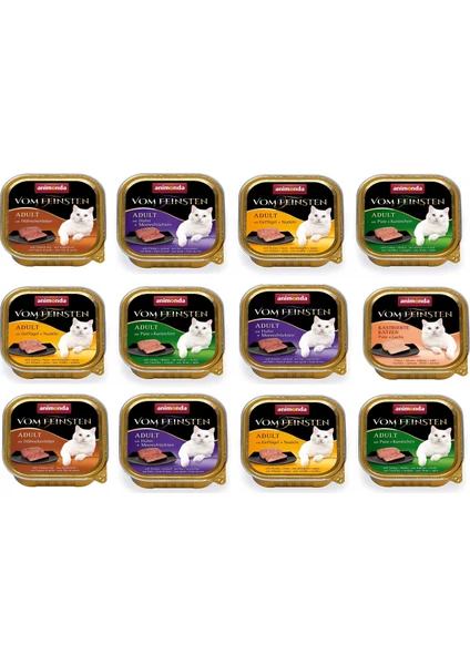 Animonda Vom Feinsten Kedi Yaş Maması 100 g Karışık 12'li Animonda Vom Feinsten Kedi Yaş Maması 100 g Karışık 12'li