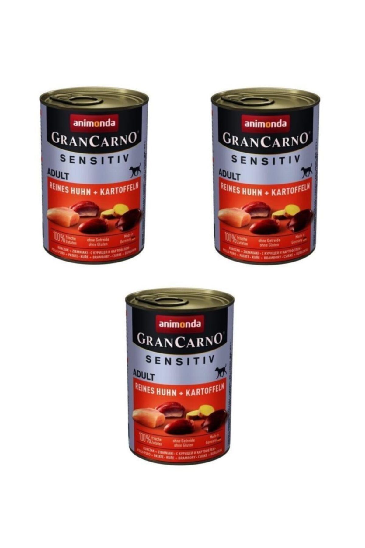 Gran Carno Sensitiv Tavuklu Patatesli Köpek Konservesi 400 gr 3 Adet Gran Carno Sensitiv Tavuklu Patatesli Köpek Konservesi 400 gr 3 Adet