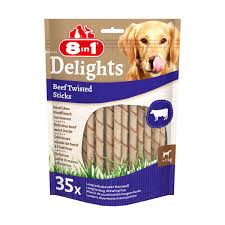 8IN1 DELİGHTS BURGU ÇUBUK KÖPEK ÖDÜL KEMİĞİ SIĞIR ETLİ (35Lİ) 190GR