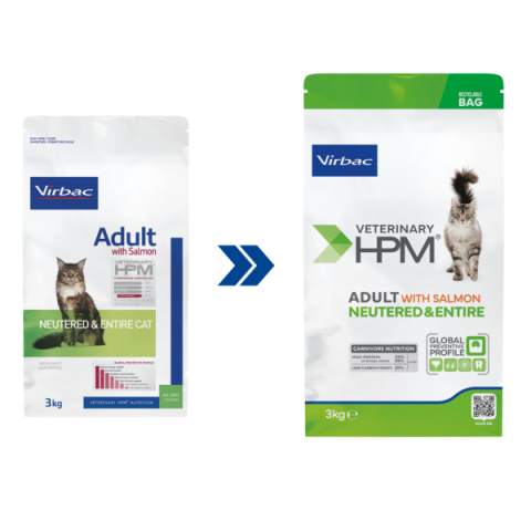 CAT ADULT WITH SALMON NEUTERED & ENTIRE 3KG