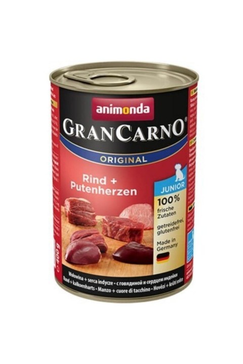 Grand Carno Gran Carno Sığır Etli Ve Hindi Yüreği Yavru Köpek Yaş Mama 400 Gr 12 Adet