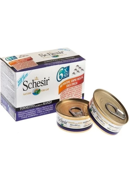 Schesir Multipack Biftekli Konserve Kedi Maması 6X50 gr