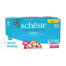 SCHESİR TAM VE DENGELİ TON BALIKLI PİŞİRME SUYUNDA KEDİ KONSERVESİ MULTİPACK 6X50G