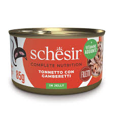 SCHESİR JELLY TON BALIĞI VE KARİDES JÖLE İÇİNDE YETİŞKİN KEDİ KONSERVESİ 85G SCHESİR JELLY TON BALIĞI VE KARİDES JÖLE İÇİNDE YETİŞKİN KEDİ KONSERVESİ 85G