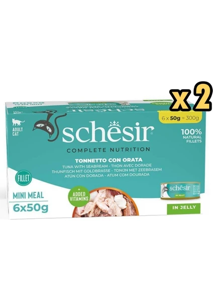 Schesir Tam ve Dengeli Ton Balığı ile Çipuralı Jöle Içinde Kedi Konservesi Multipack 6X50G x 2 Adet Schesir Tam ve Dengeli Ton Balığı ile Çipuralı Jöle Içinde Kedi Konservesi Multipack 6X50G x 2 Adet