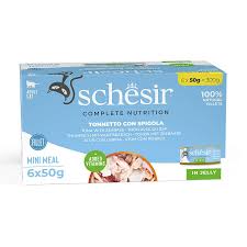 SCHESİR TAM VE DENGELİ TON BALIĞI İLE LEVREKLİ JÖLE İÇİNDE KEDİ KONSERVESİ MULTİPACK 6X50G SCHESİR TAM VE DENGELİ TON BALIĞI İLE LEVREKLİ JÖLE İÇİNDE KEDİ KONSERVESİ MULTİPACK 6X50G