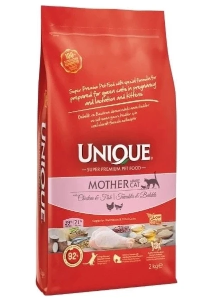 Unique Tavuklu ve Balıklı Anne ve Yavru Kedi Maması 2 kg