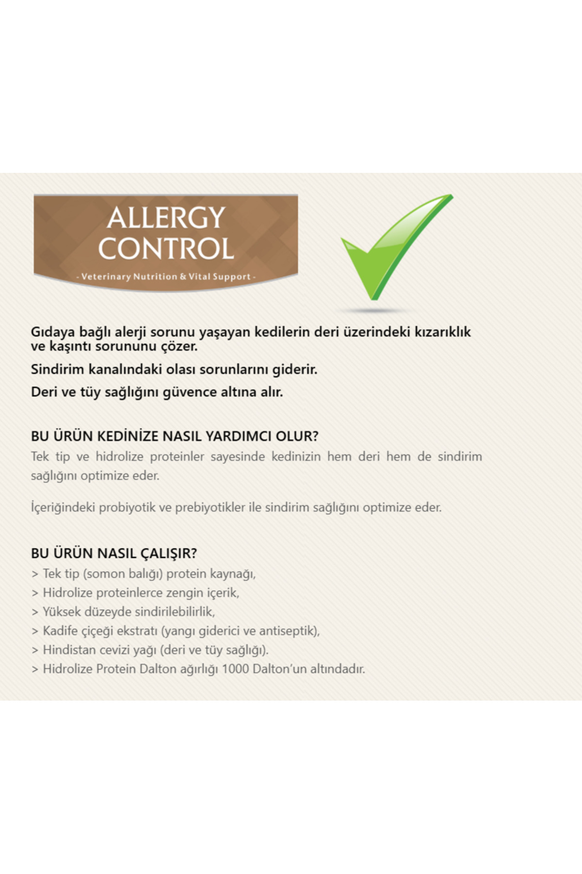 VET DİET ALLERGY CONTROL KEDİ 2 KG