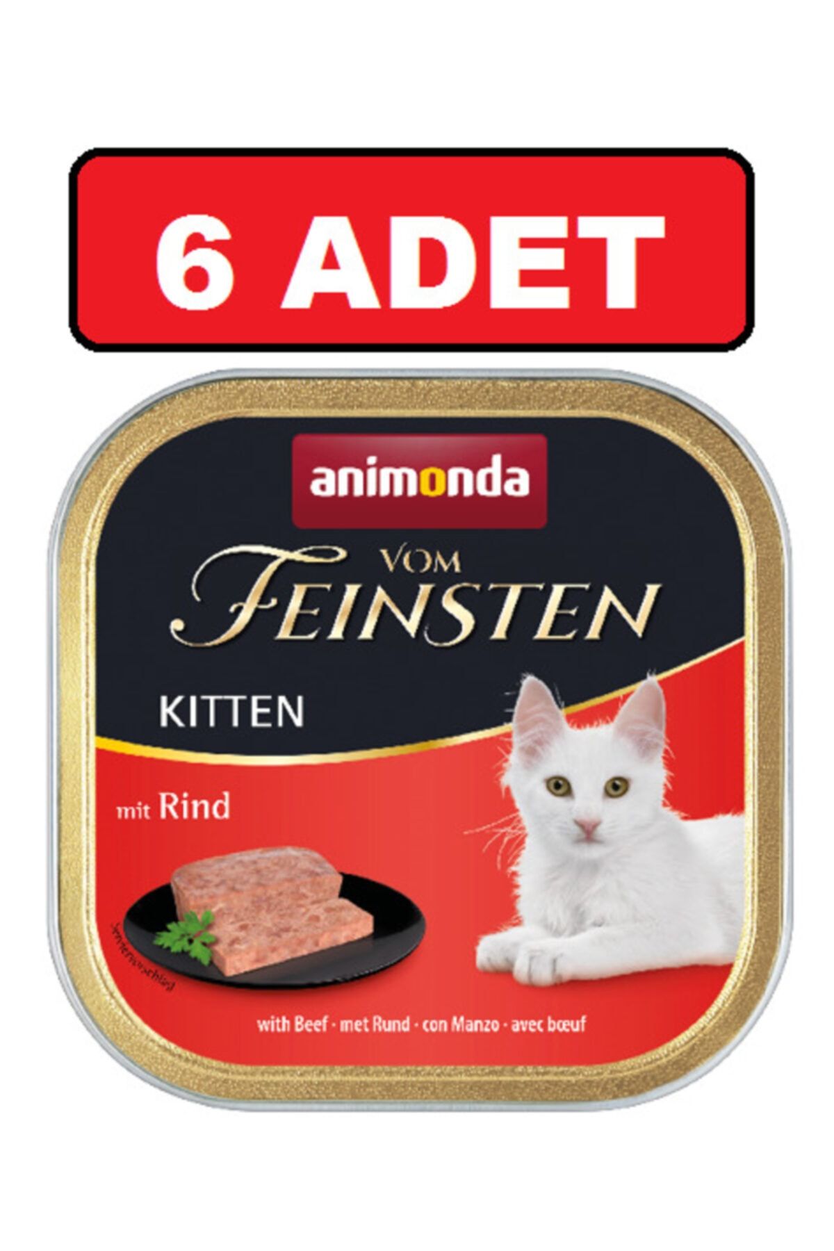 Vom Feinsten Kitten Yavru Kedi Sığır Etli Kedi Konserve Yaş Mama 6 Adet 100gr